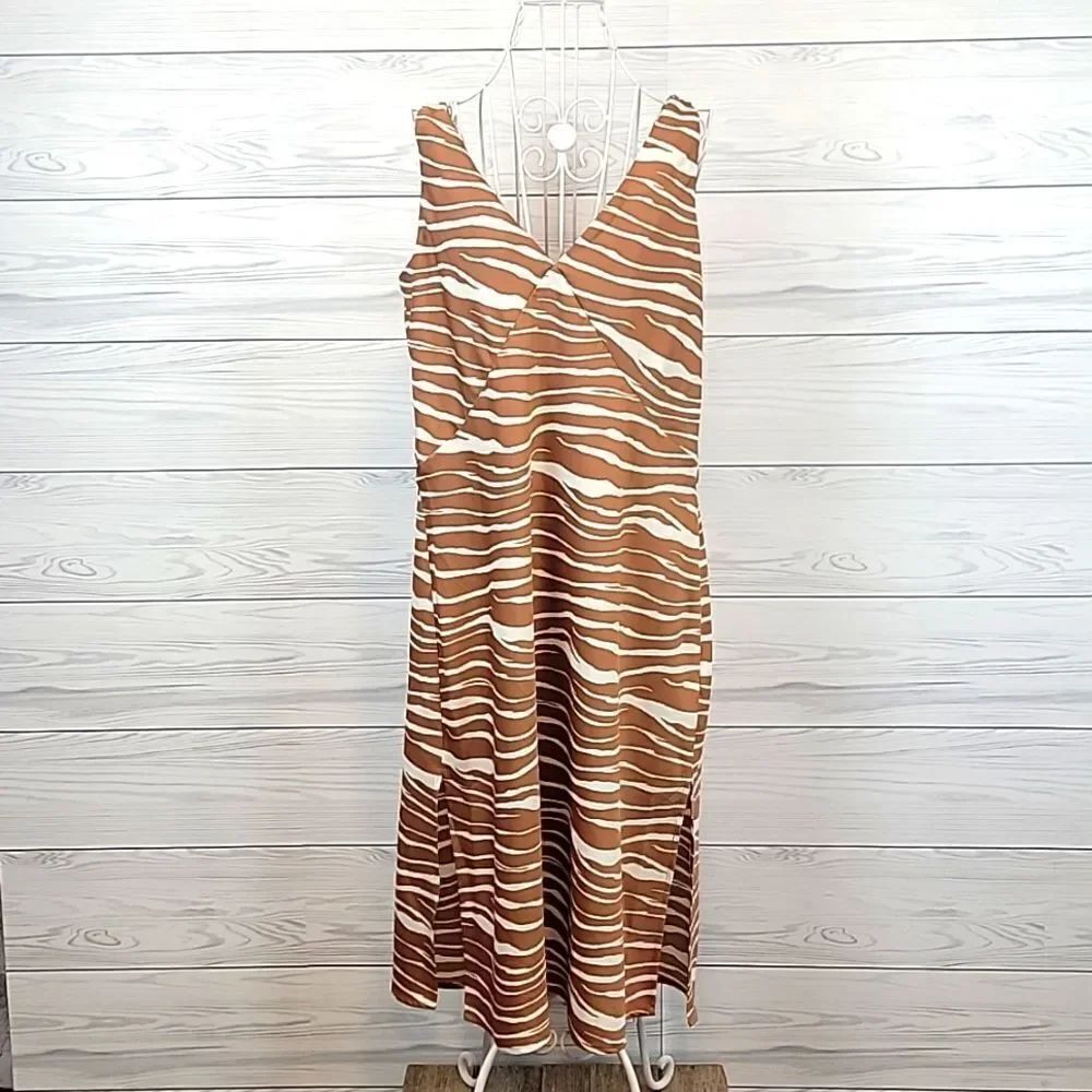 A New Day animal print sleeveless midi dress Women's Size M